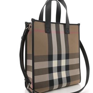 Burberry Tan and Black Check Tote